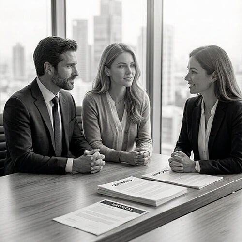 Agente inmobiliario presenta un informe de valoración al cliente